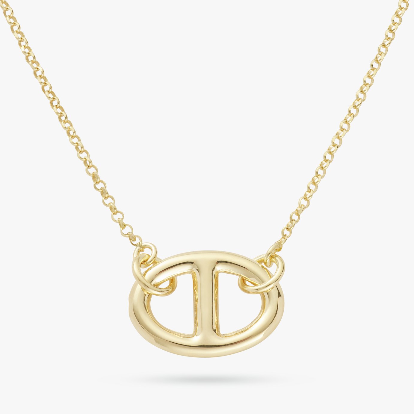 Revere 9ct Gold Plated Silver Marine Pendant Link Necklace