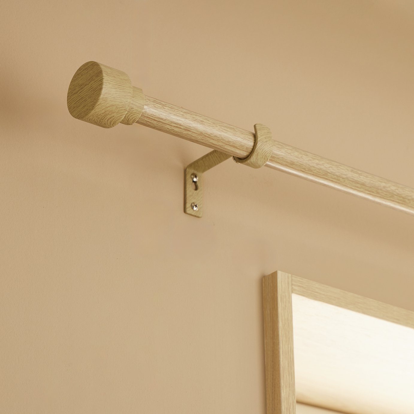 Argos Home Extendable Metal Stud Light Oak Curtain Pole - 120 - 210cm