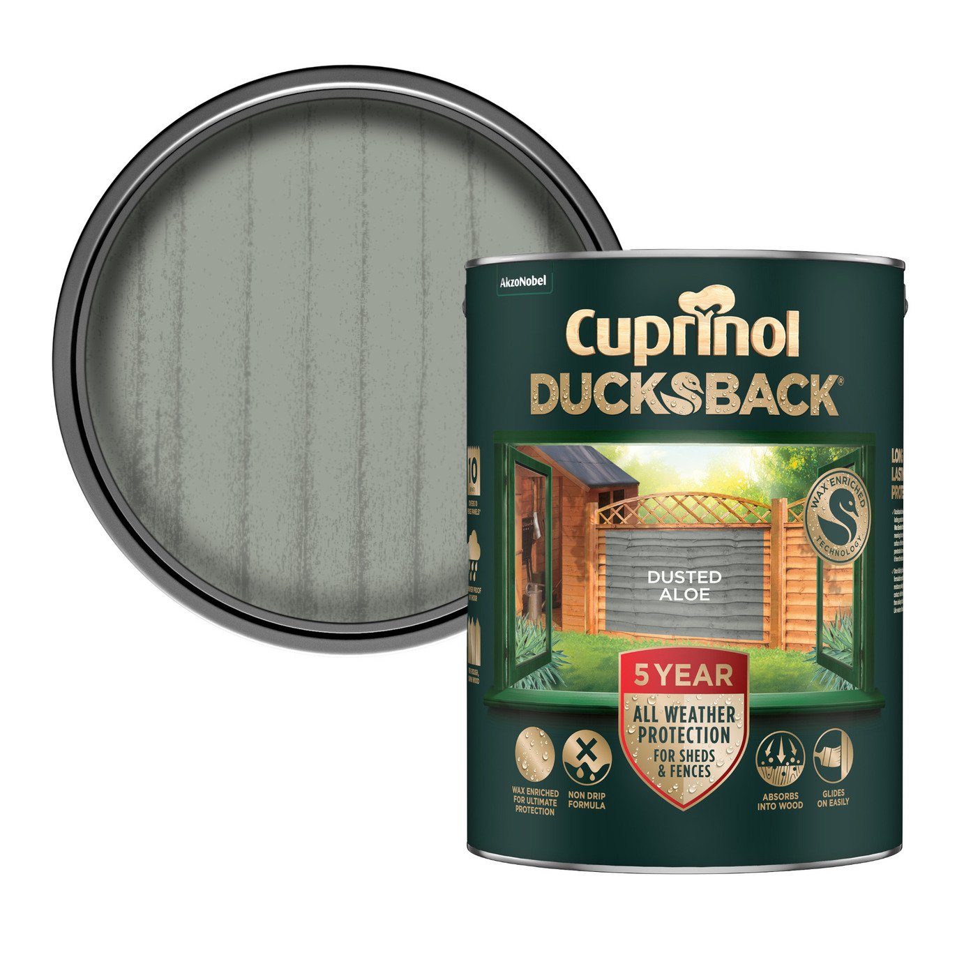 Cuprinol Ducksback Matt Paint Dusted Aloe - 5L