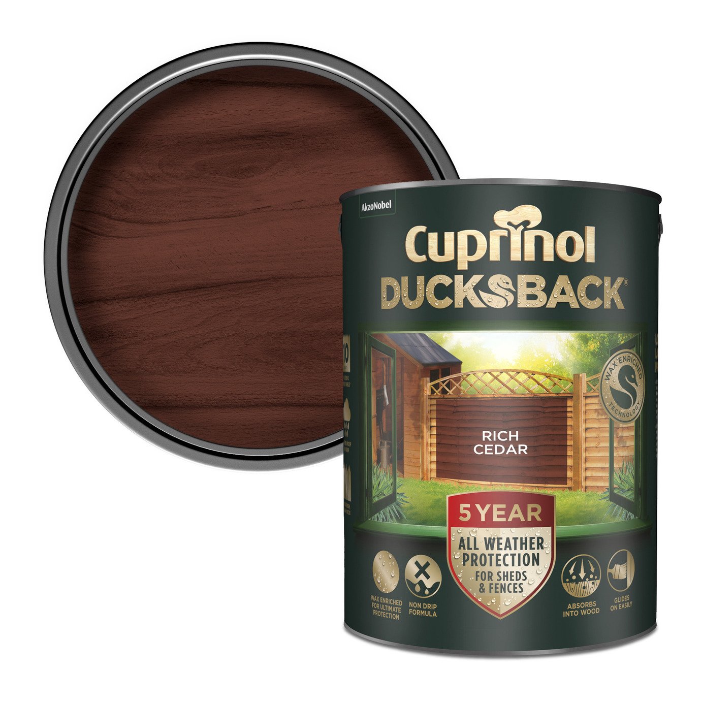 Cuprinol Ducksback Matt Paint Rich Cedar - 5L