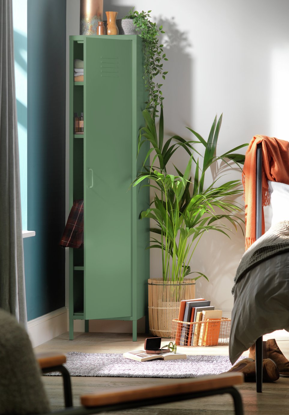 Habitat Stevie Tall 1 Door 4 Shelf Locker - Green