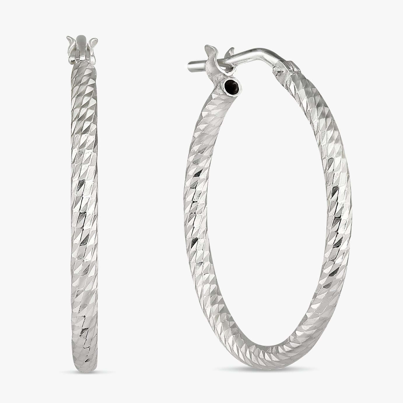 Buy Revere Italian Sterling Silver Diamond Cut Hoop Earrings