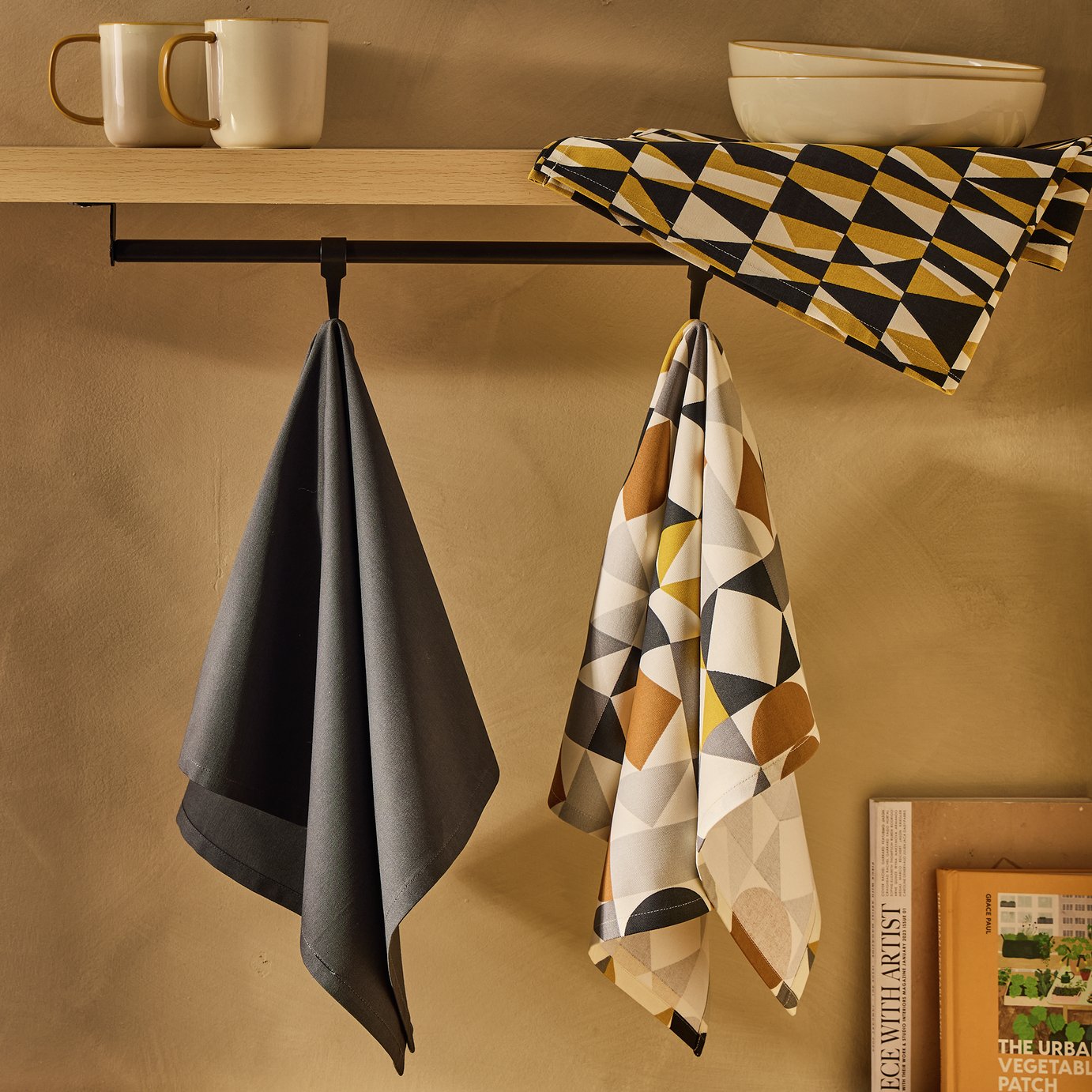 Argos Home Geo Pack of 3 Tea Towels