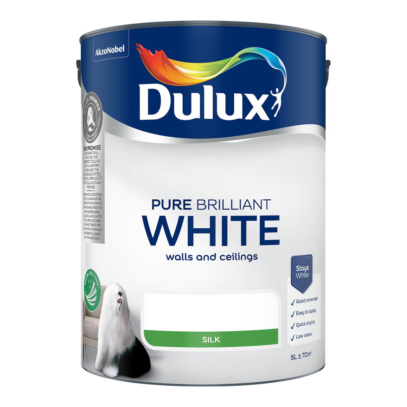Dulux Silk Paint Pure Brilliant White - 5L