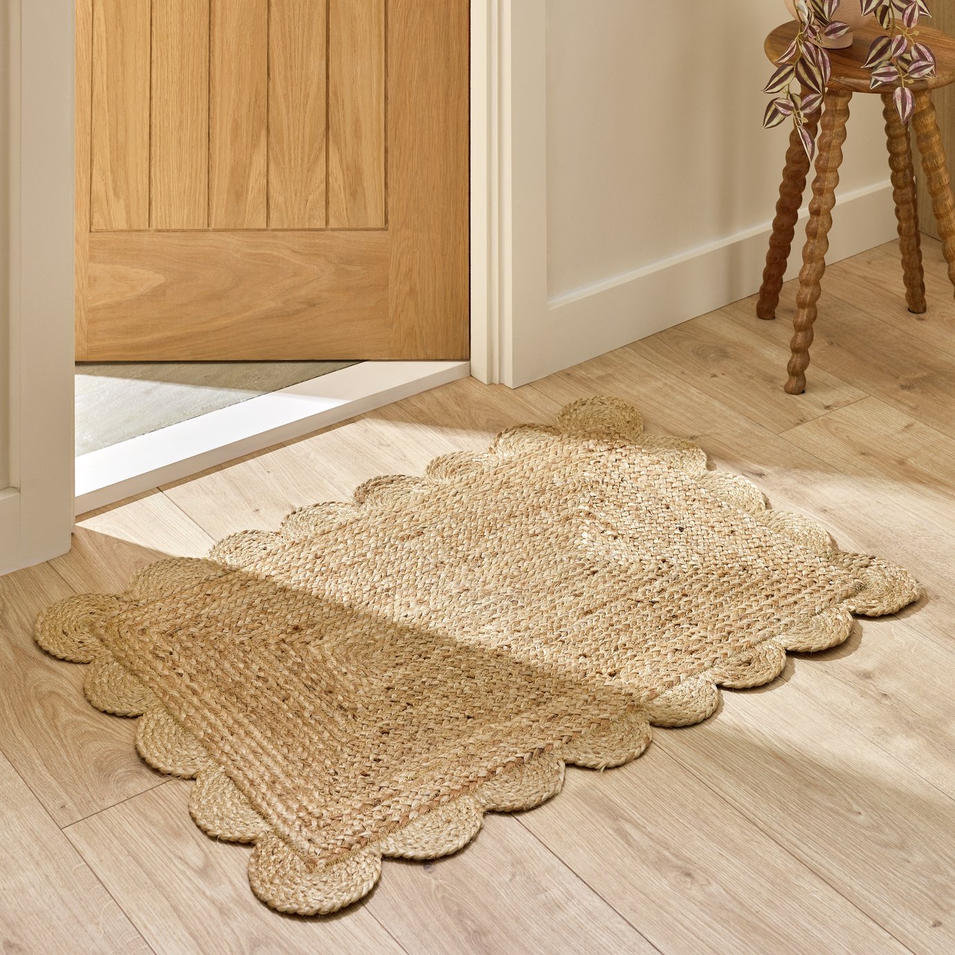 Argos Home Scallop Braided Natural Jute Doormat - 60x90cm
