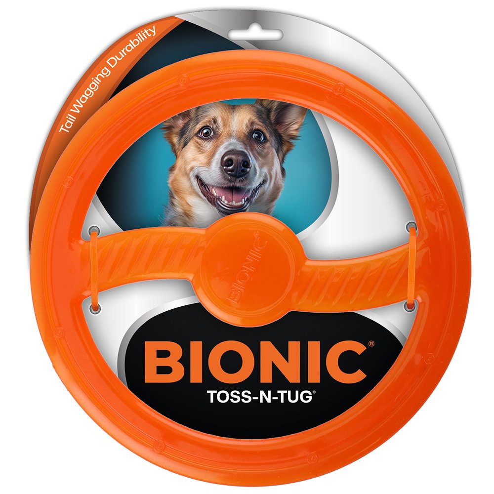 Bionic Toss-N-Tug Ring Dog Toy - Orange