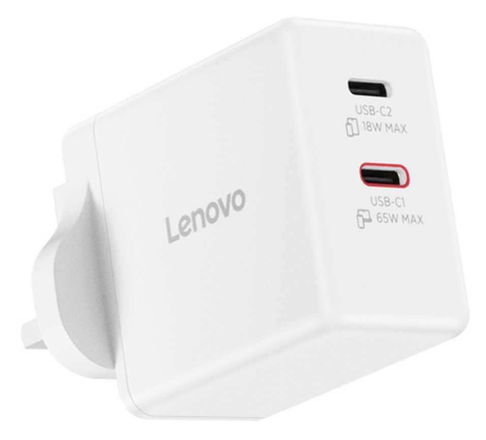 Lenovo 65W Dual USB-C GaN Charger - White