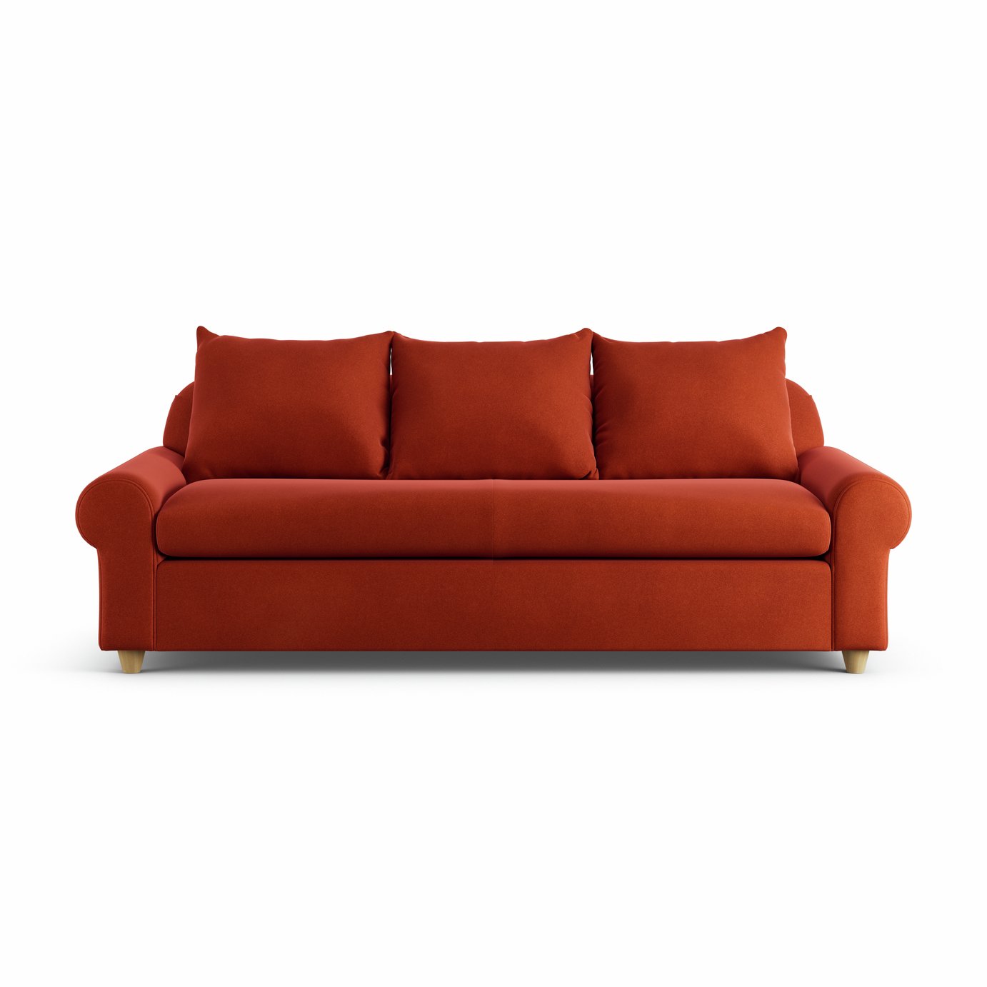 Habitat Whitby Velvet 4 Seater Sofa - Burnt Orange - Ash Leg