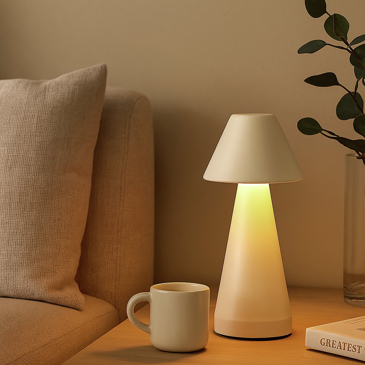 Searchlight Metal Rechargeable Cone LED Table Lamp