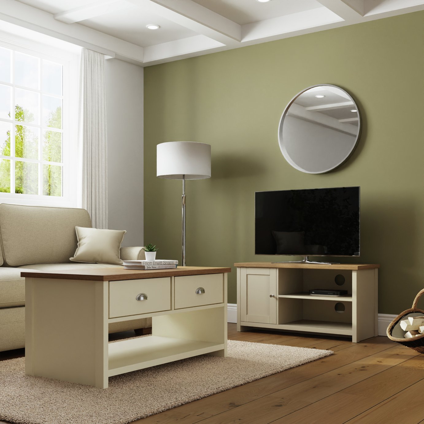 GFW Lancaster 2 Drawer Coffee Table and TV Unit