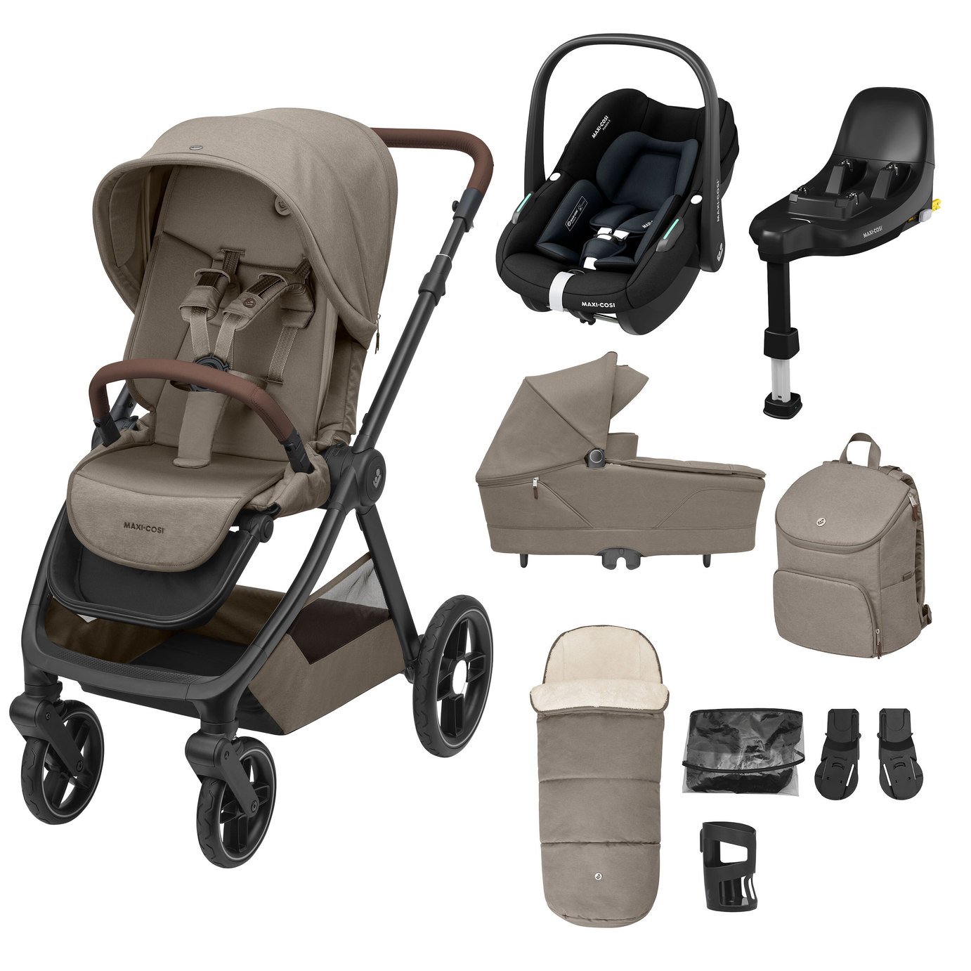 Maxi-Cosi Oxford 9-Piece Travel Systems-Brown