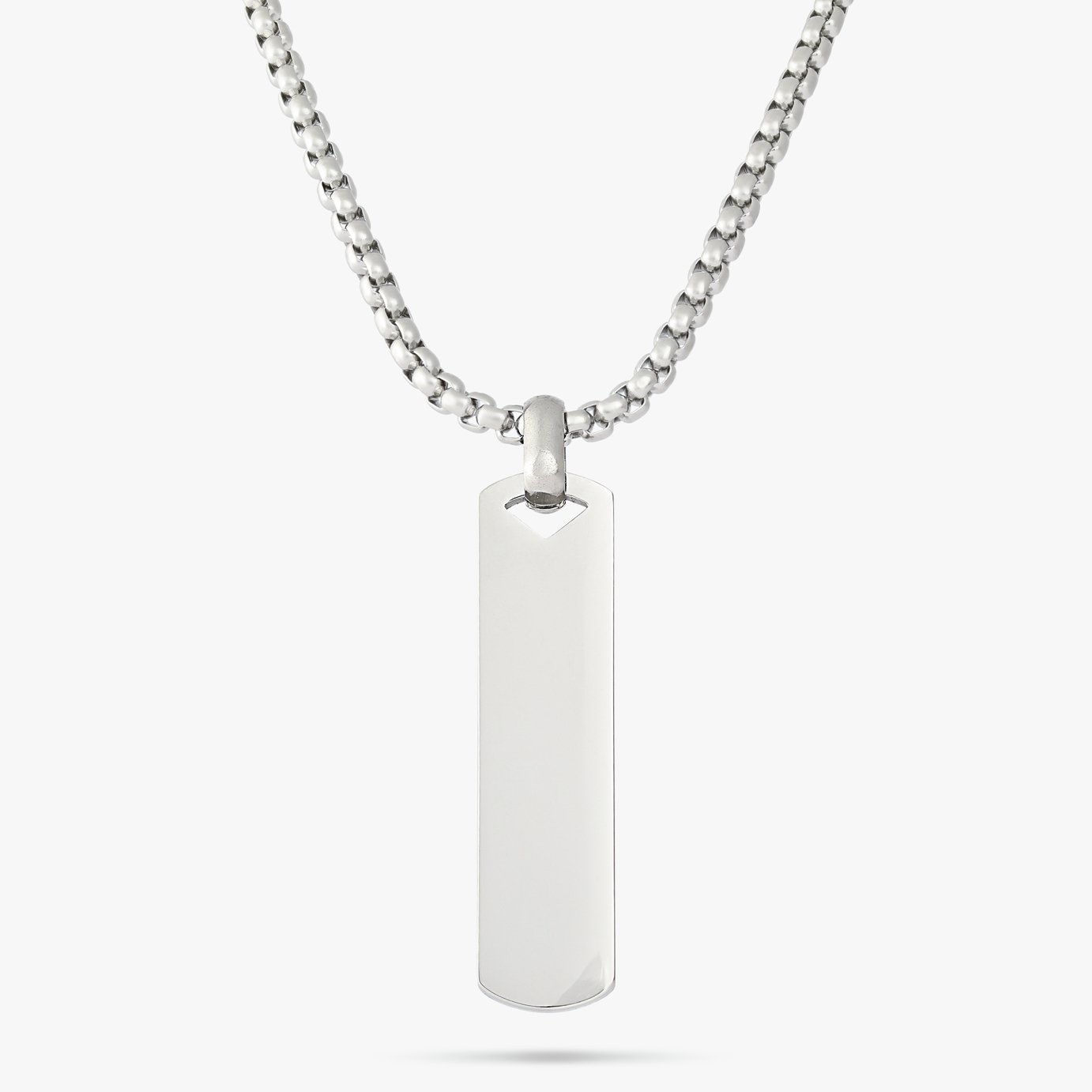 Revere Mens Stainless Steel Slim Rectangular Dog Tag Pendant