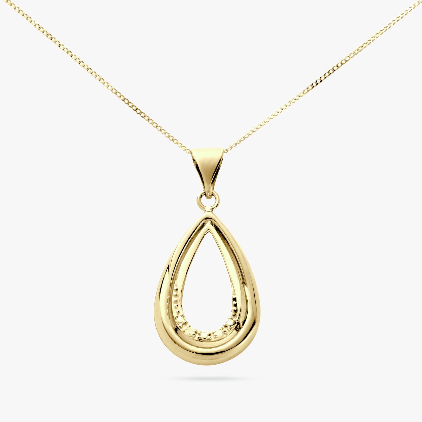 Revere 9CT Yellow Gold Pear Shaped Pendant Necklace