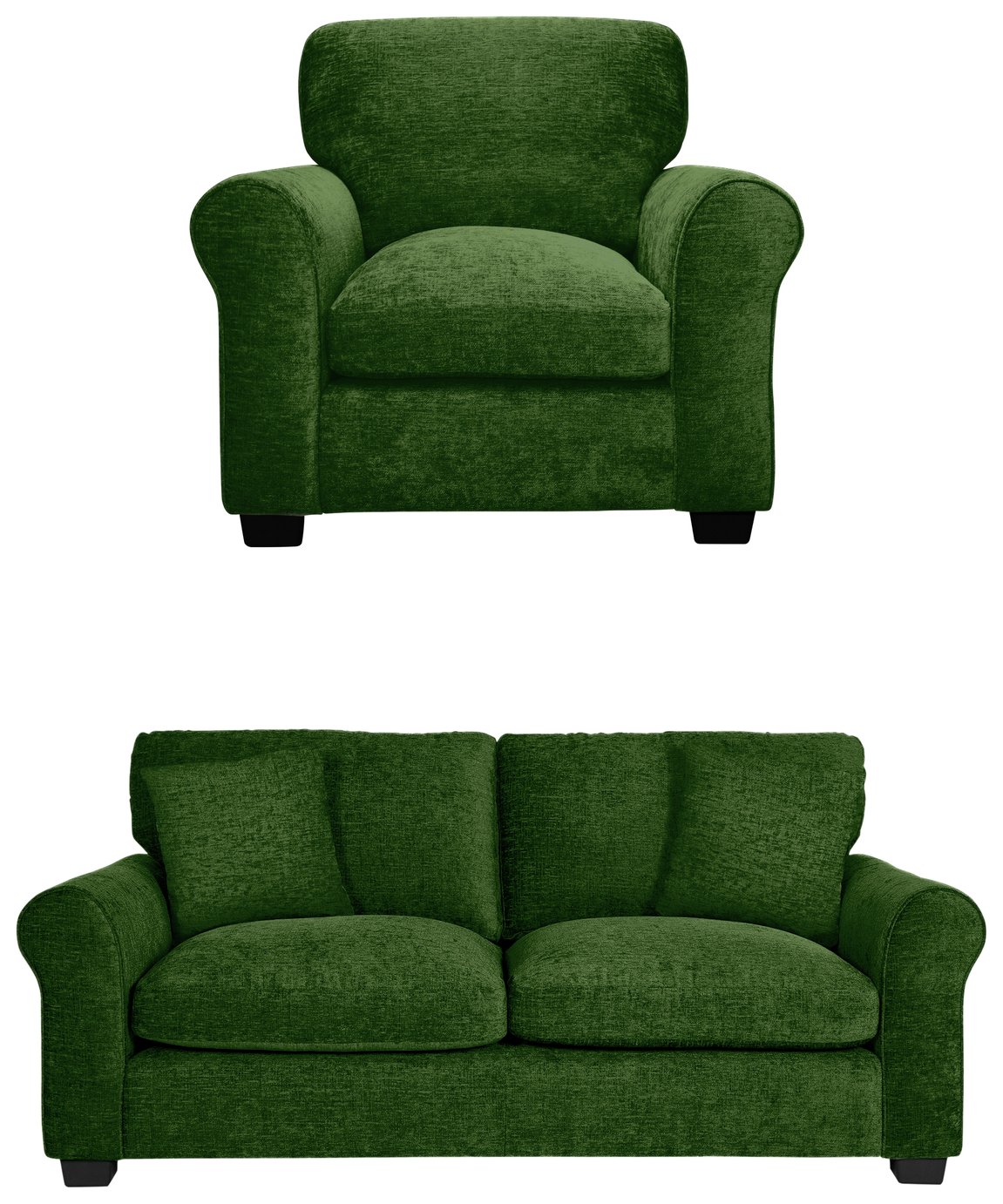 Argos Home Taylor Fabric Chair & 3 Seater Sofa - Green