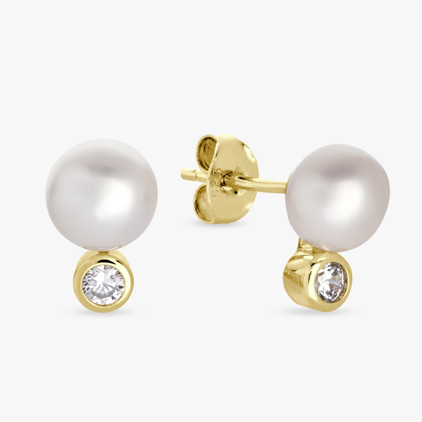 Revere Gold Plated Sterling Silver Pearl Stud Earrings 