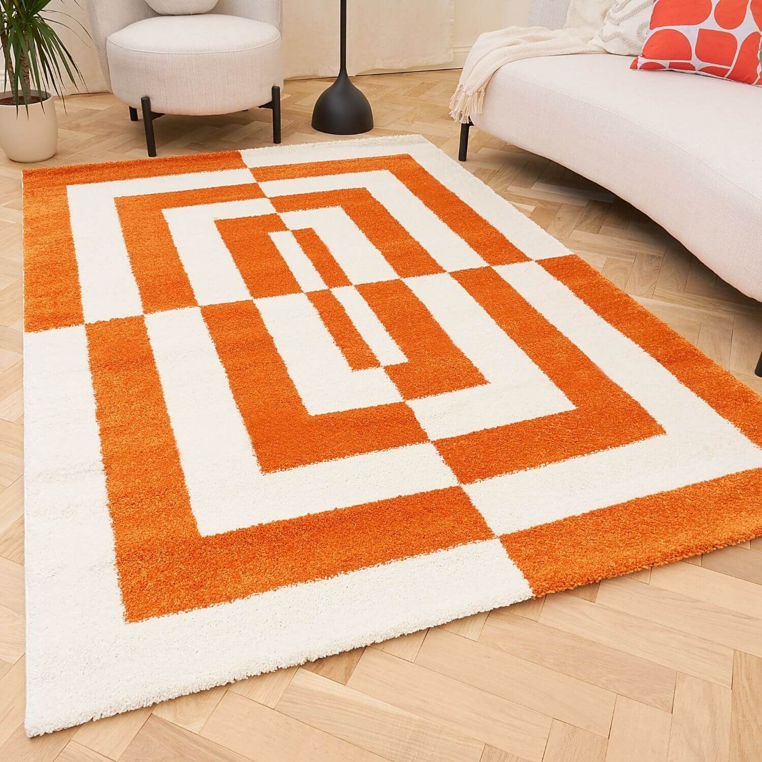 The Rugs Orange Joli Geometric Rug - 80 x 150cm