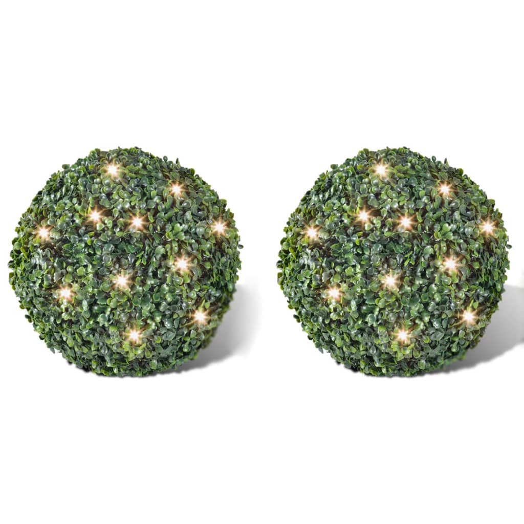 Walplus Boxwood Ball Artificial Leaf Topiary Ball Solar - Mixed Green - 35 cm