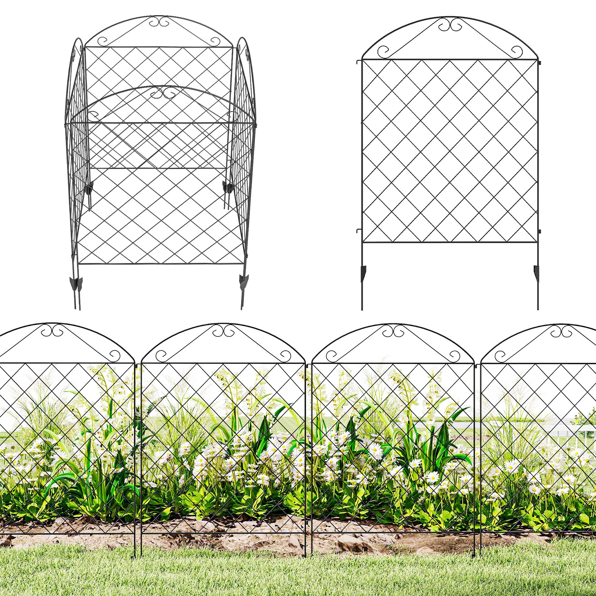 Outsunny 4PCS Decorative Garden Fence - Black