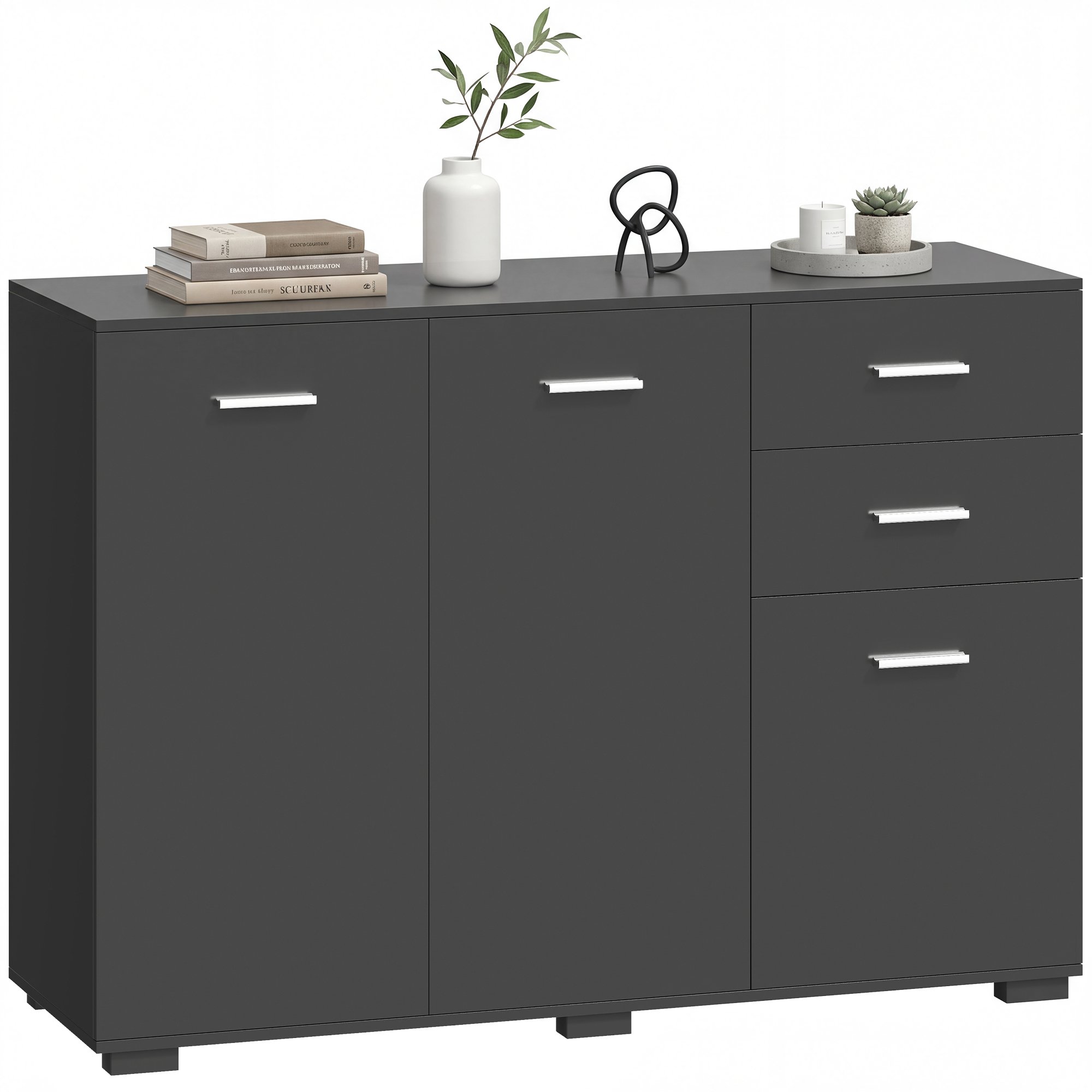 HOMCOM Modern Adjustable Storage Sideboard with 2 Drawers - Black
