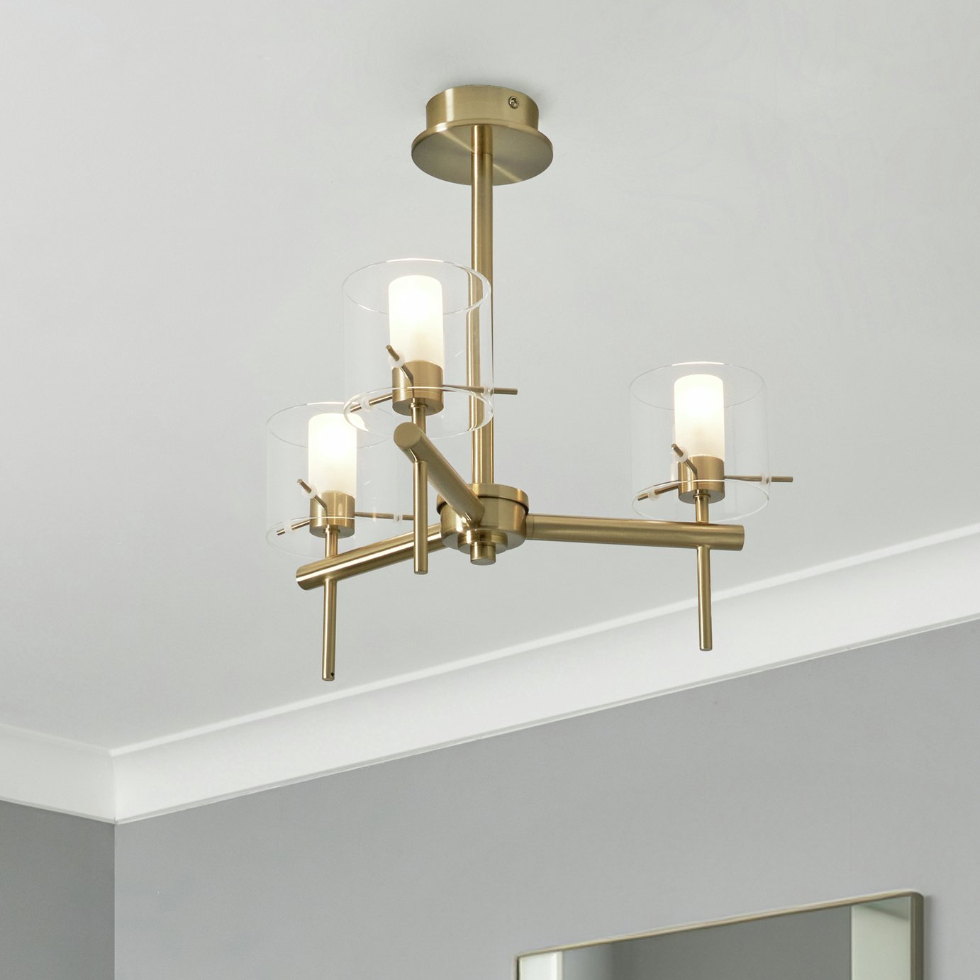 Spa Gene Cylinder Brass 3 LED Ceiling Light - Gold