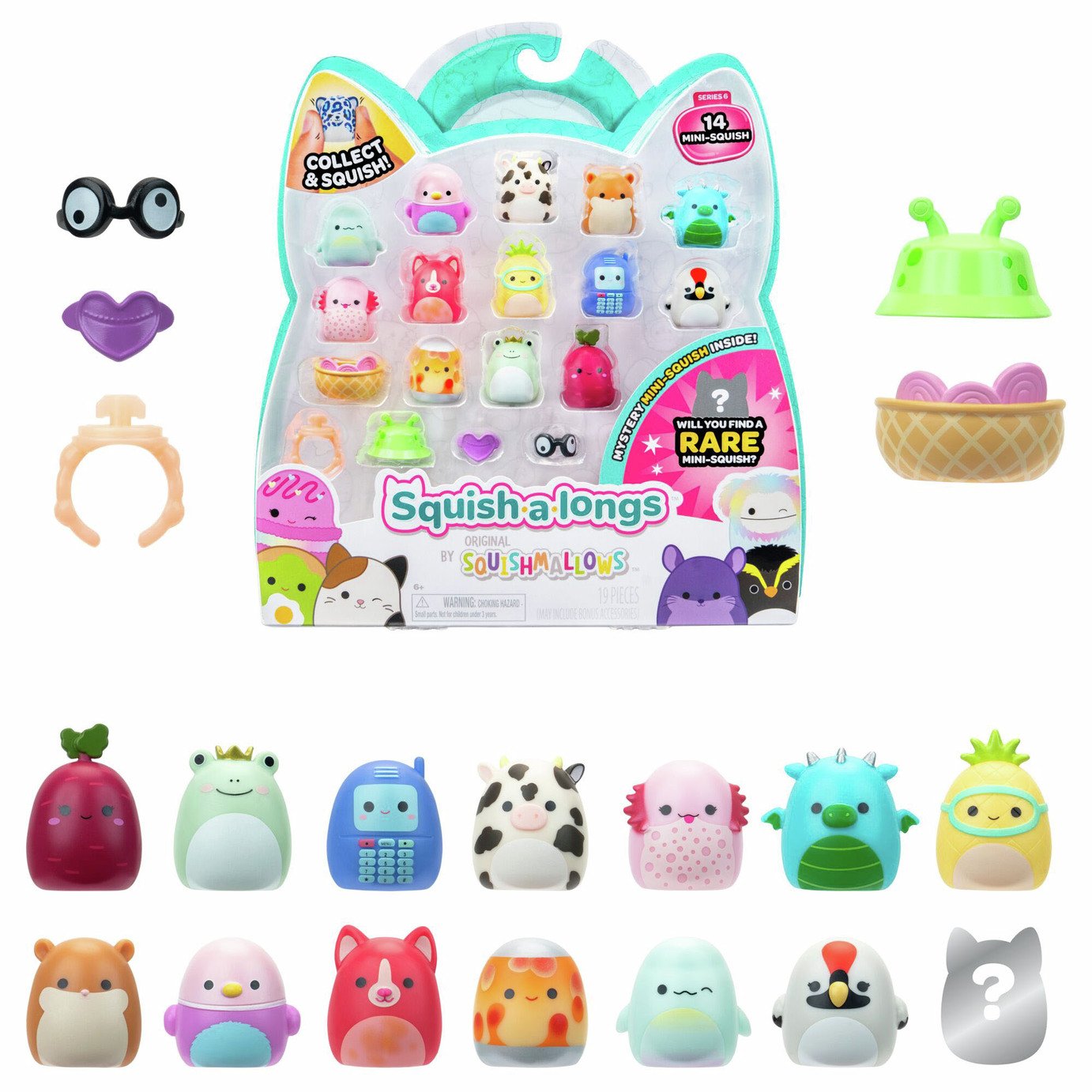 Squish-a-longs Pack of 14 Collectible Figures