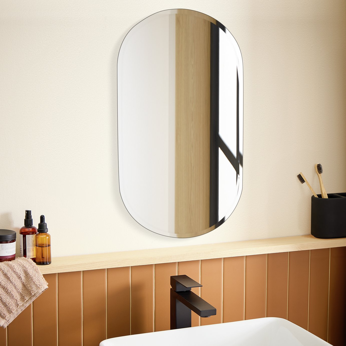 Argos Home Oval Bathroom Wall Mirror - 60x30cm