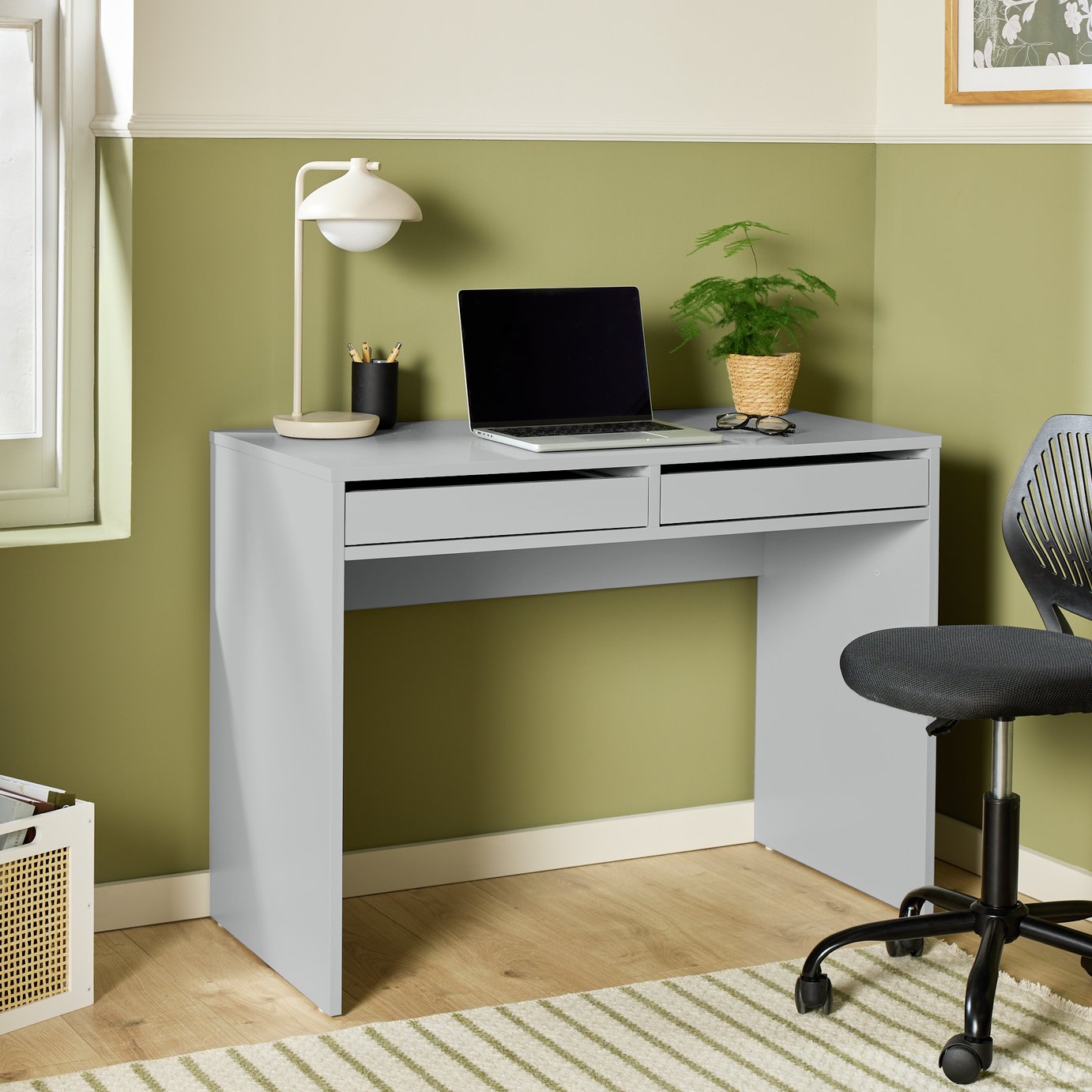 Argos Home Pepper 2 Drawer Office Desk - Grey