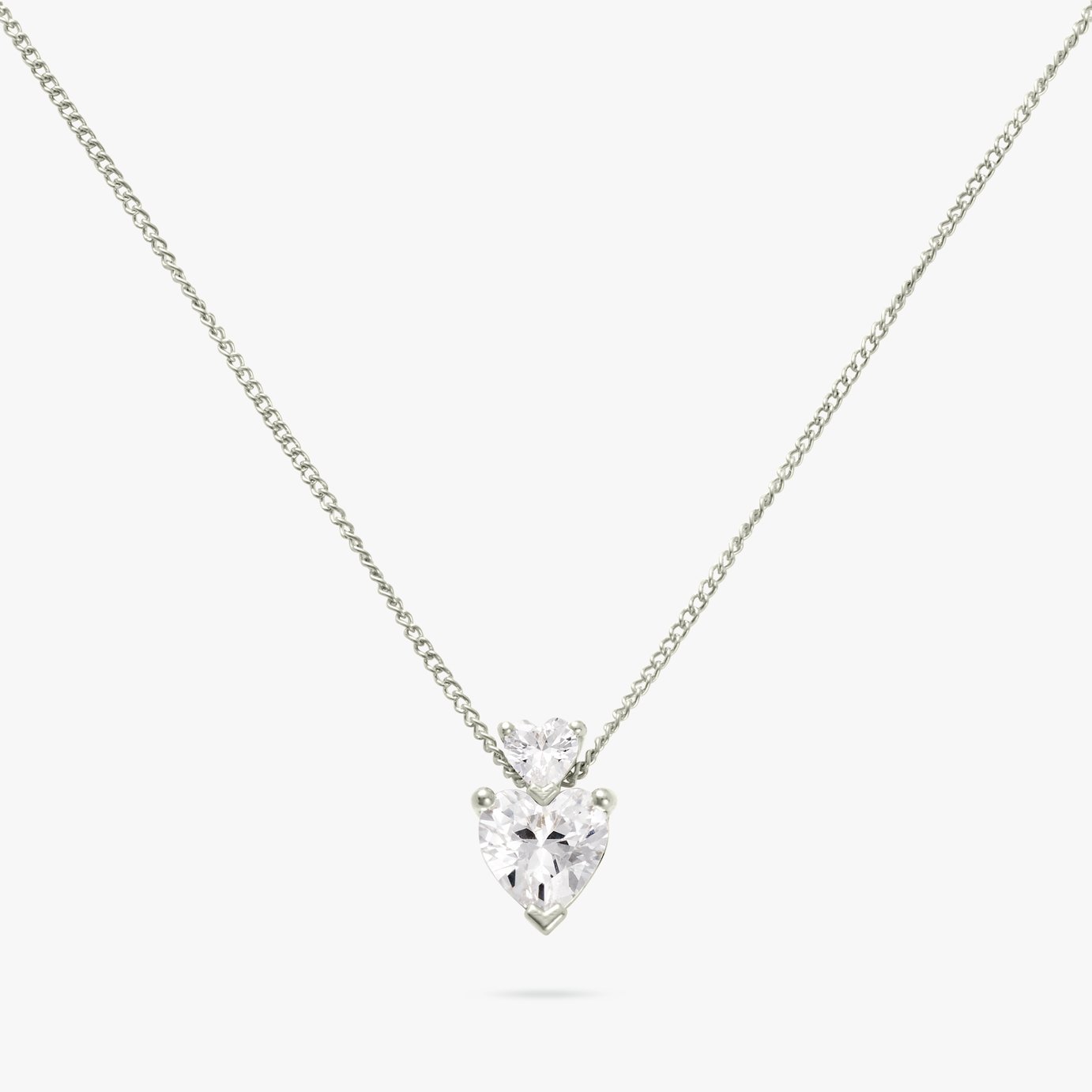 Revere Sterling Silver Heart Cubic Zirconia Pendant Necklace