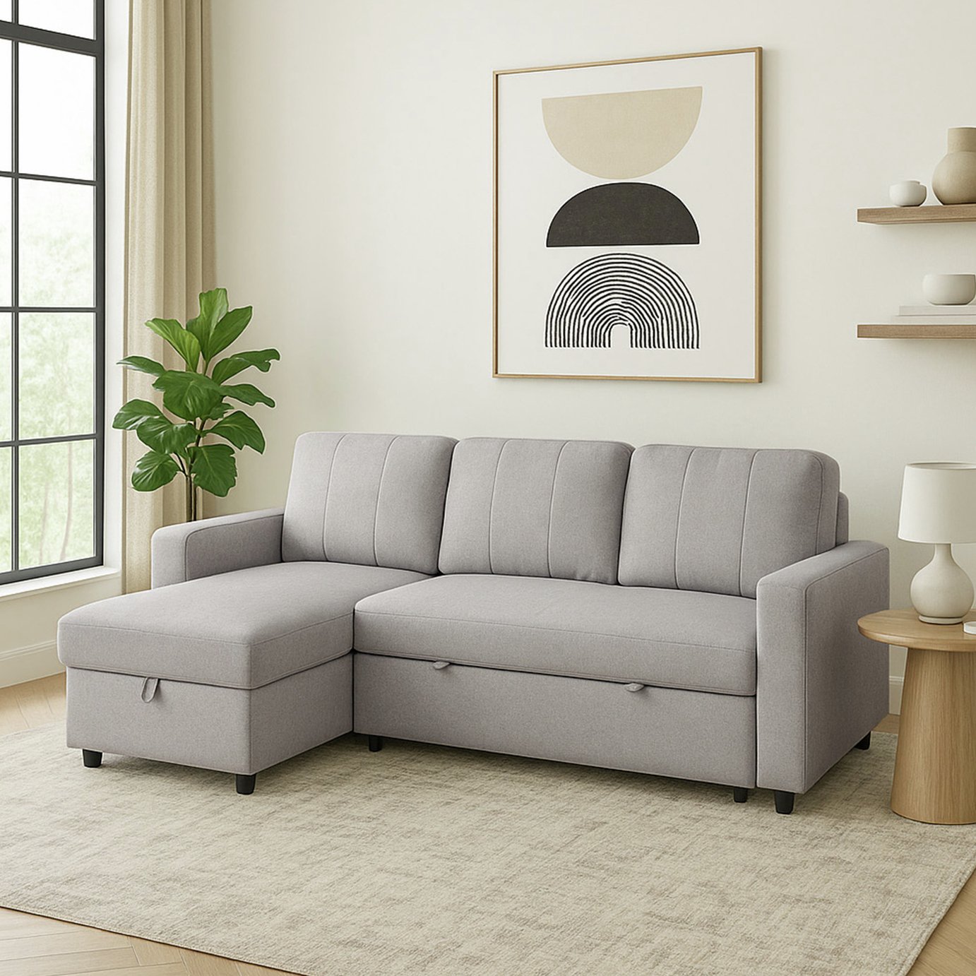 Aspire Nexis Left Hand Storage Chaise Sofa Bed- Grey