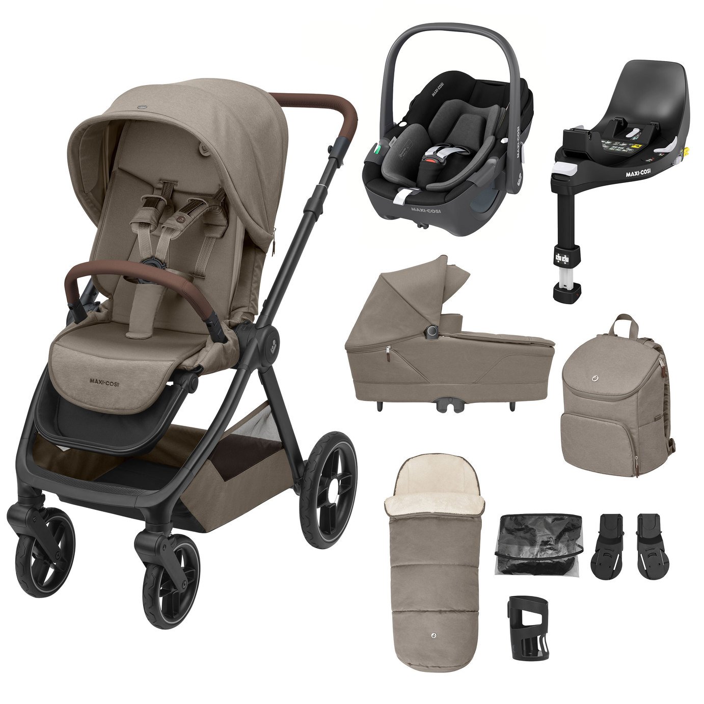 Maxi-Cosi Oxford 9Piece Complete Travel Systems-Brown