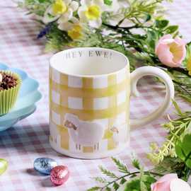Argos Home Yellow Gingham Check Sheep Mug