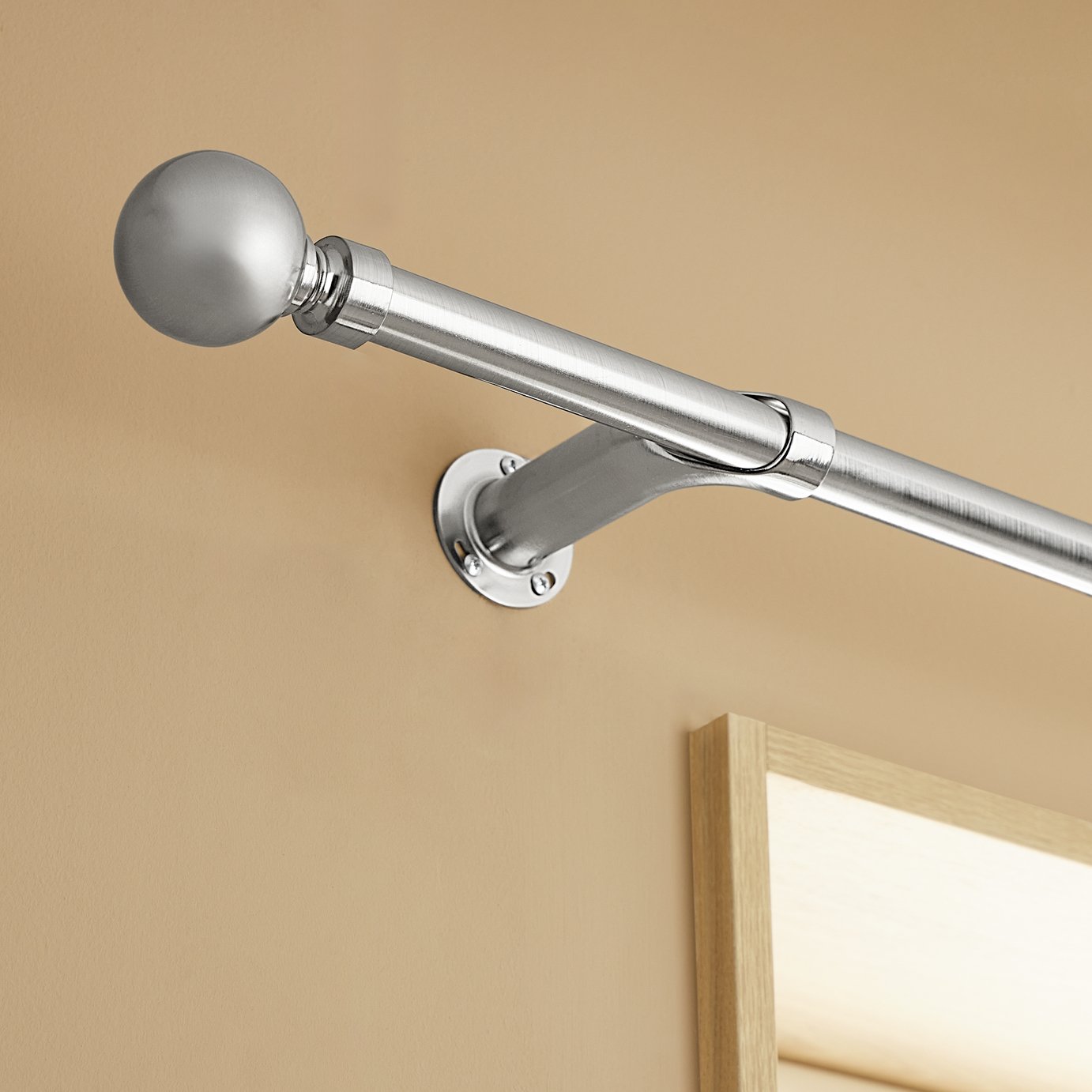 Argos Home Extendable Metal Ball Stainless Steel Curtain Pole - 110 - 300cm