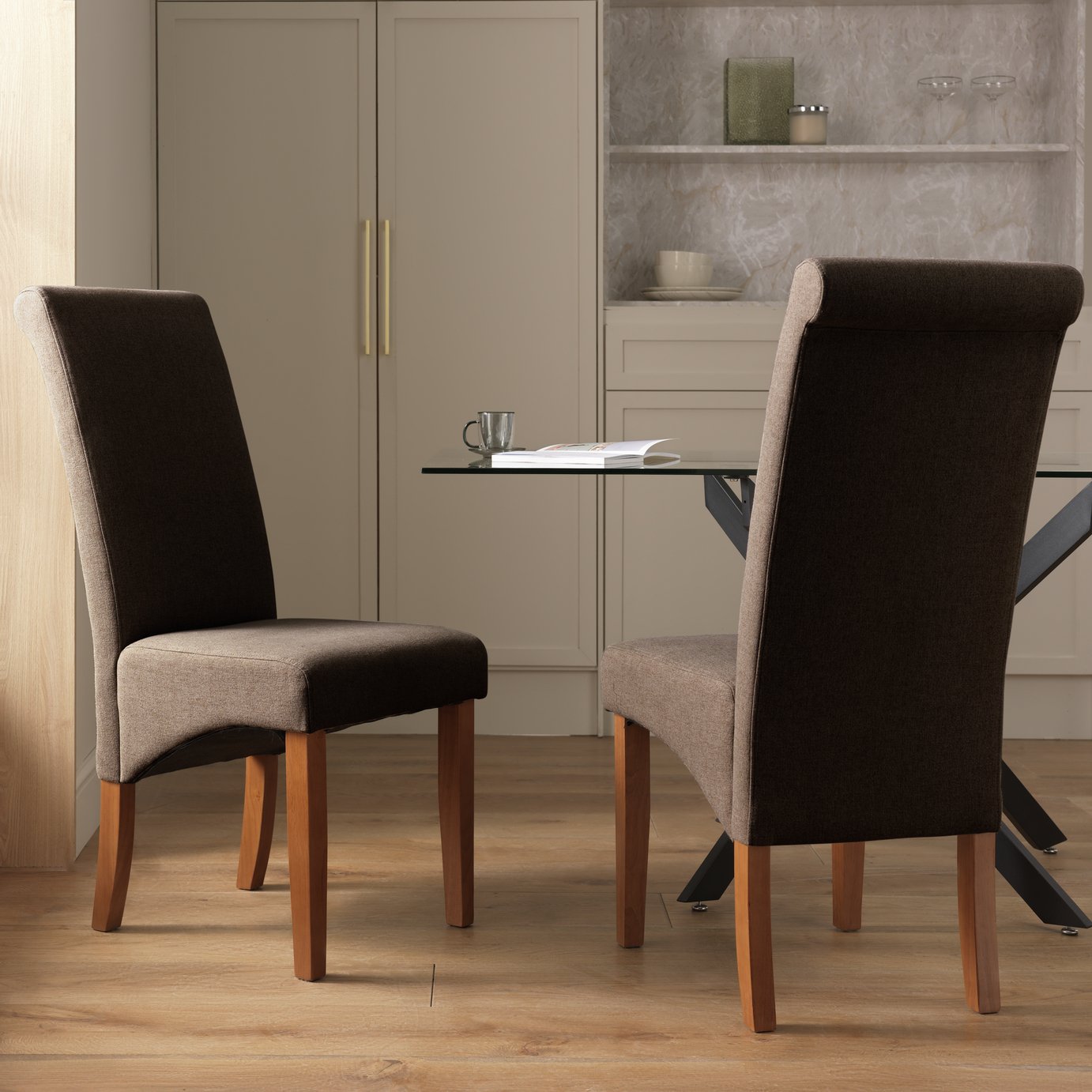 Argos Home Midback Pair of Fabric Dining Chairs - Charcoal