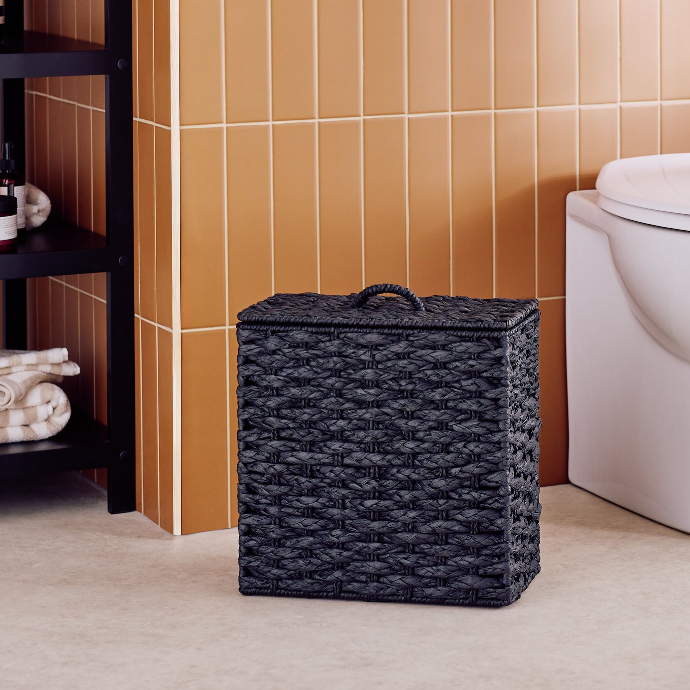 Argos Home Woven Toilet Roll Holder Storage Unit - Black