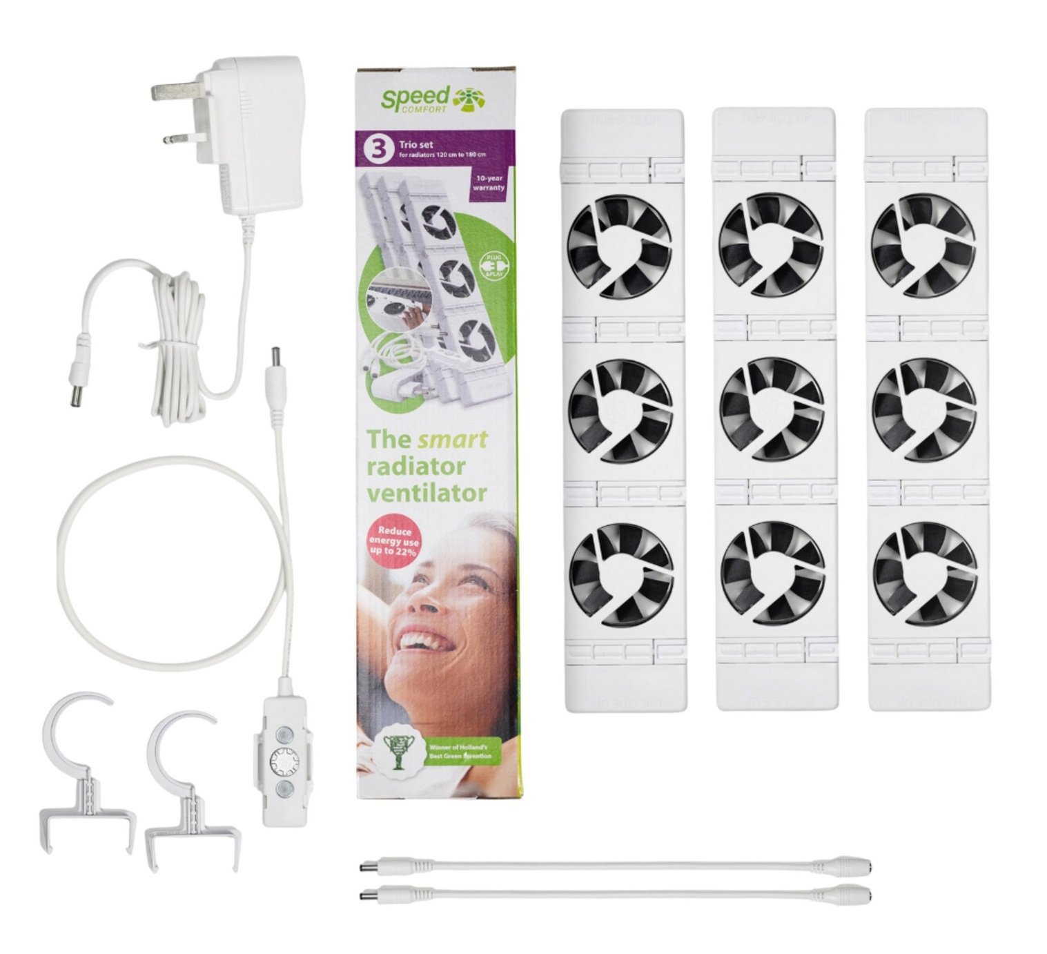 SpeedComfort Cast Iron Radiator Fan Trio Set - White