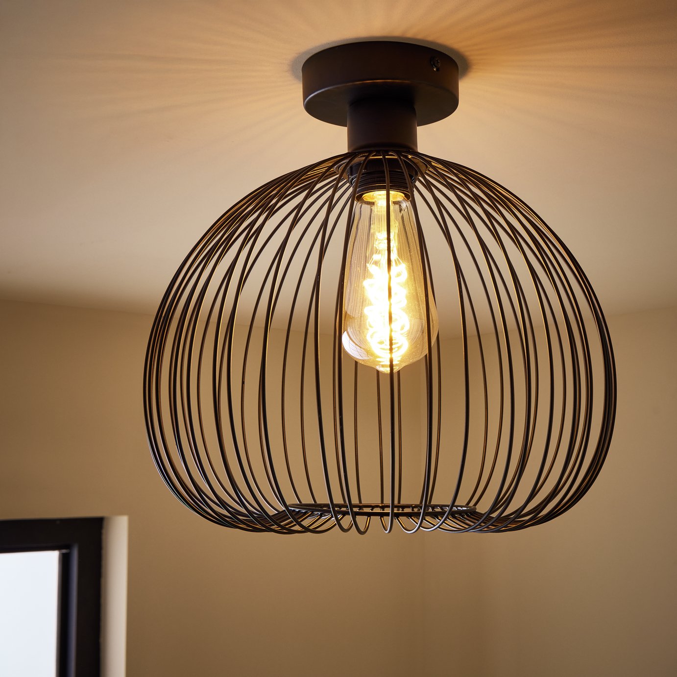 Argos Home Nyx Metal Flush to Ceiling Light - Black