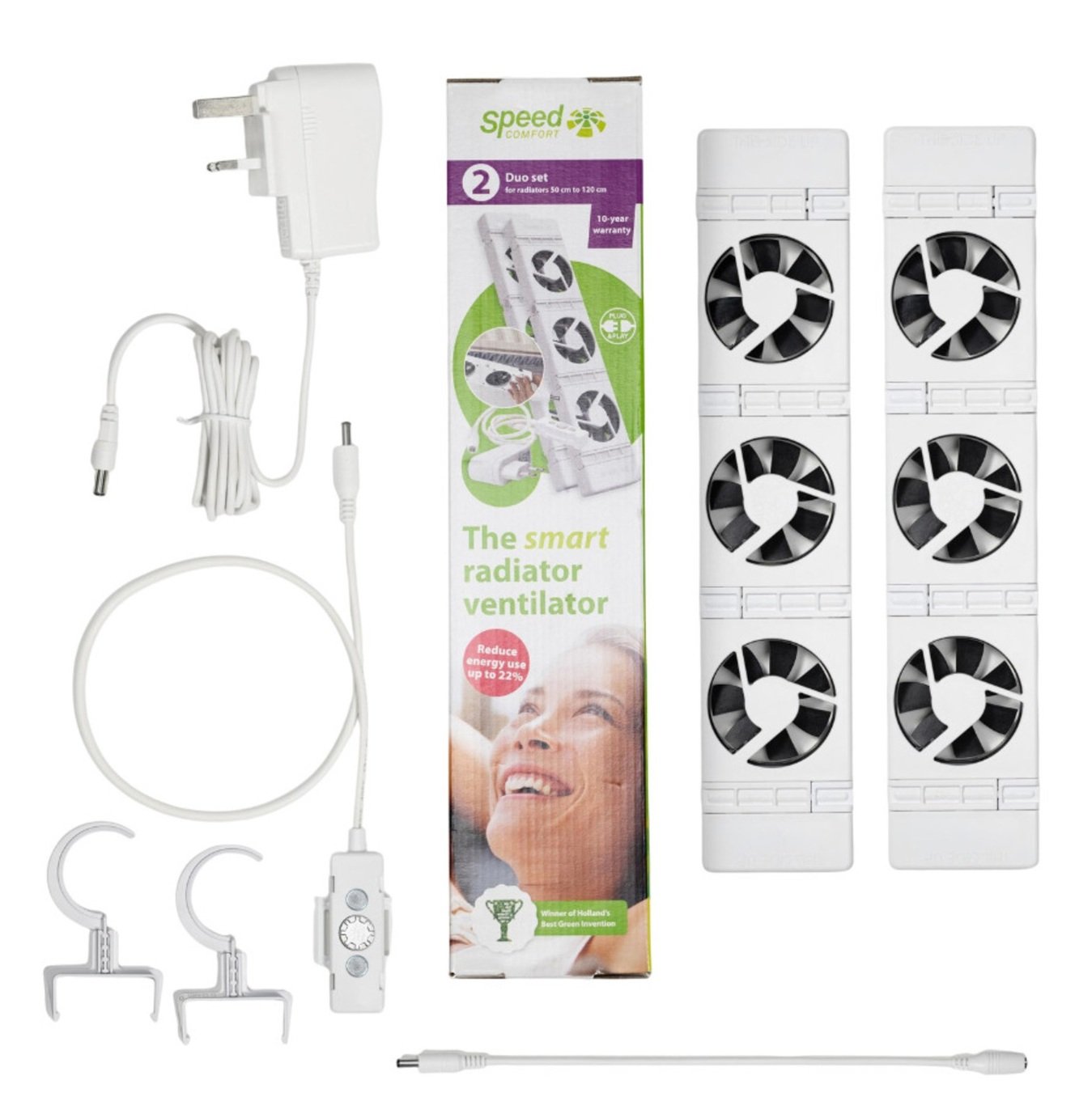 SpeedComfort Cast Iron Radiator Fan Duo Set - White