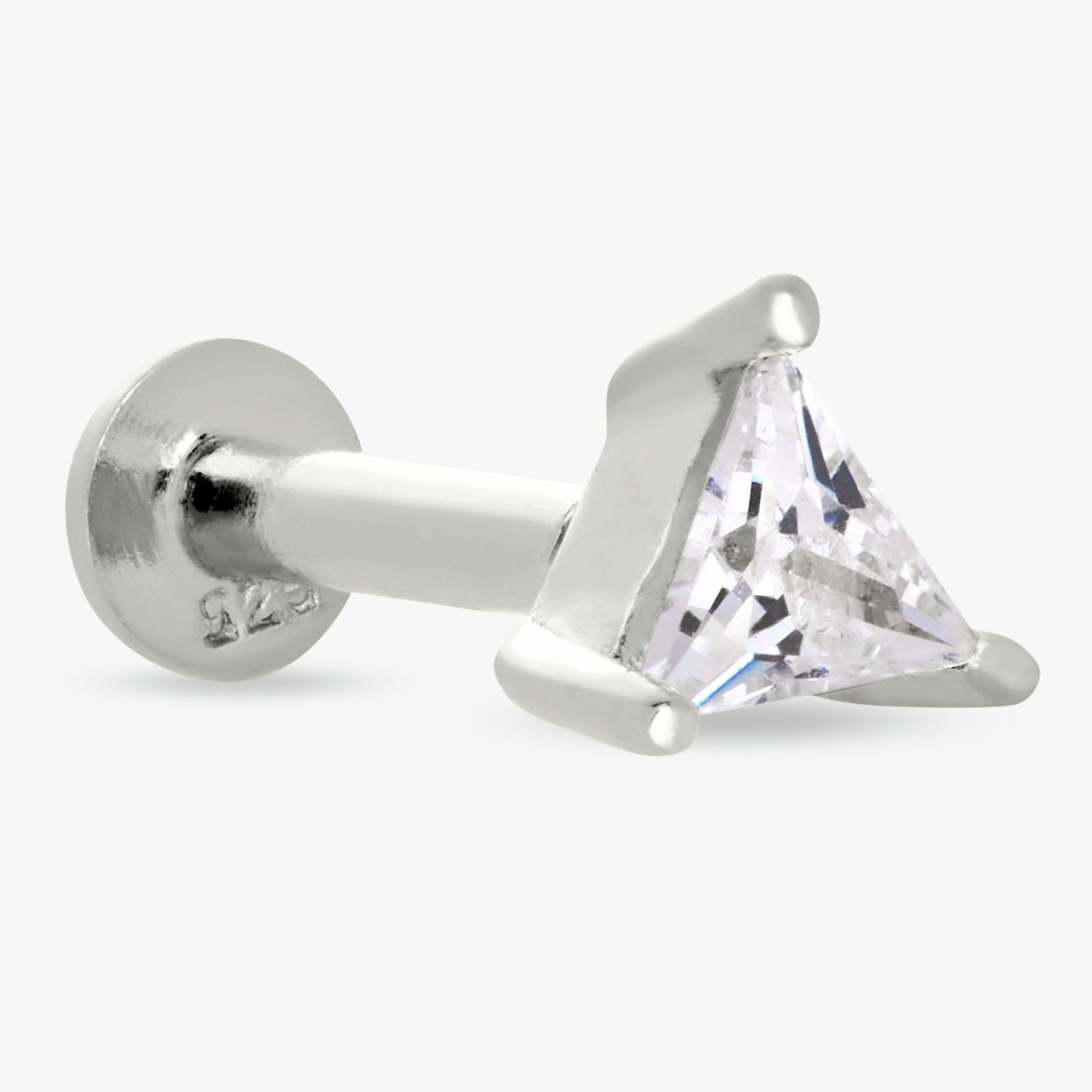 Revere Sterling Silver Cubic Zirconia Triangle Stud Earrings