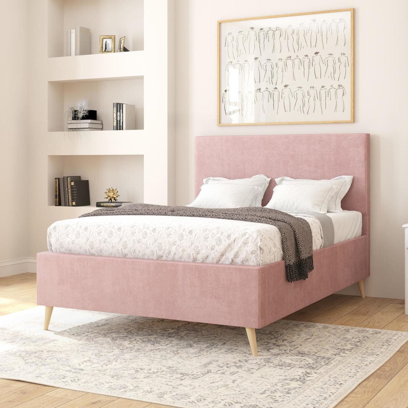 Aspire Garland Superking Bed Frame - Blush Pink