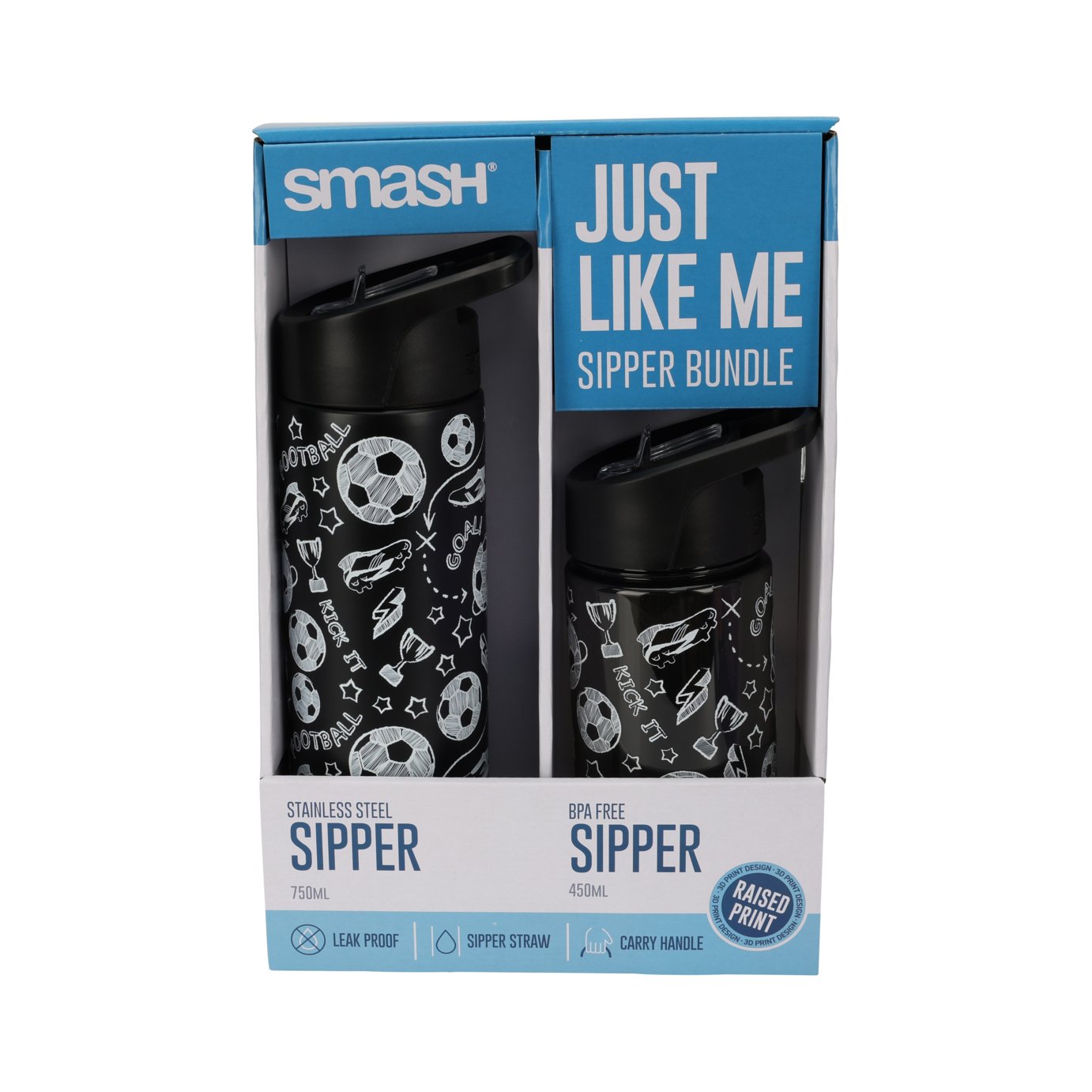 Smash Football Themed Sipper Water Bottle Set