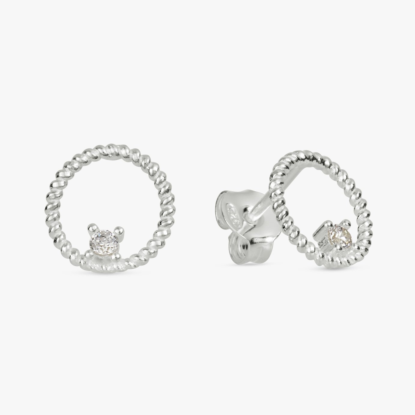 Revere Sterling Silver Cubic Zirconia Circle Stud Earrings