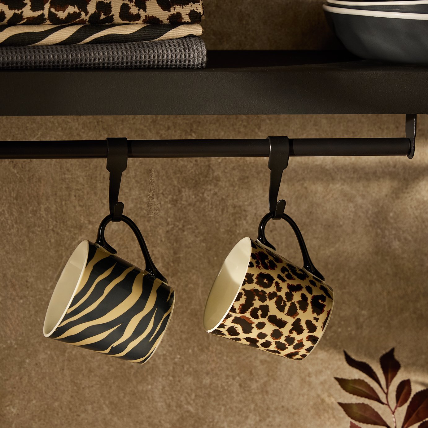 Argos Home Animal Printed Set of 2 Mugs - Brown