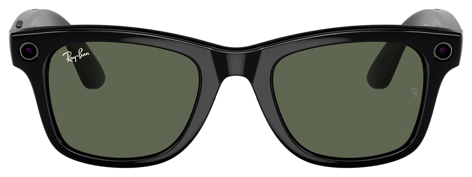 Ray-Ban Meta Wayfarer Glasses - Shiny Black, G15 Green