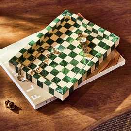 Habitat Checkered Resin Green Trinket Tray