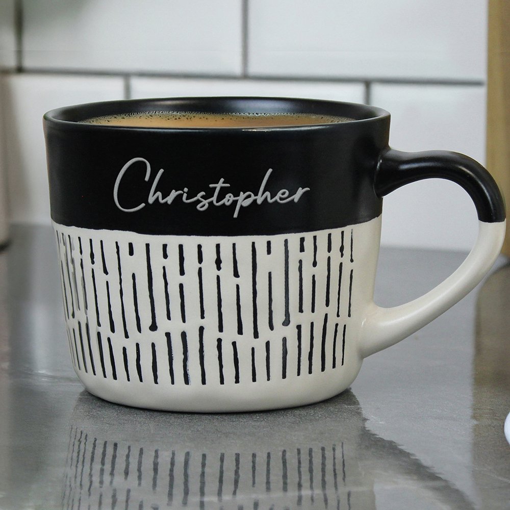 Personalised Message Name Only Dipped Ceramic Mug -Black