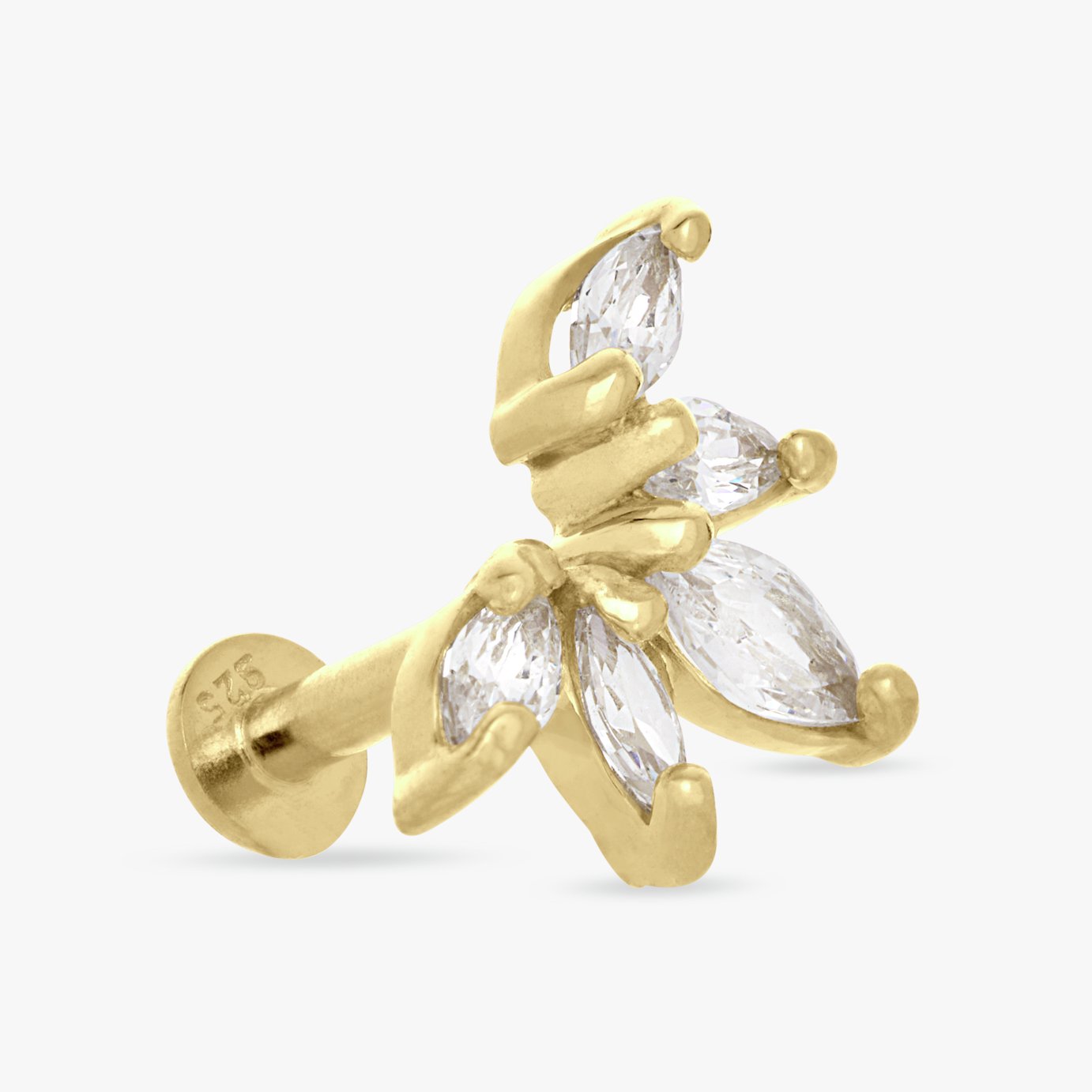 Revere Gold Plated Sterling Silver 5 Stone Flatback Earring