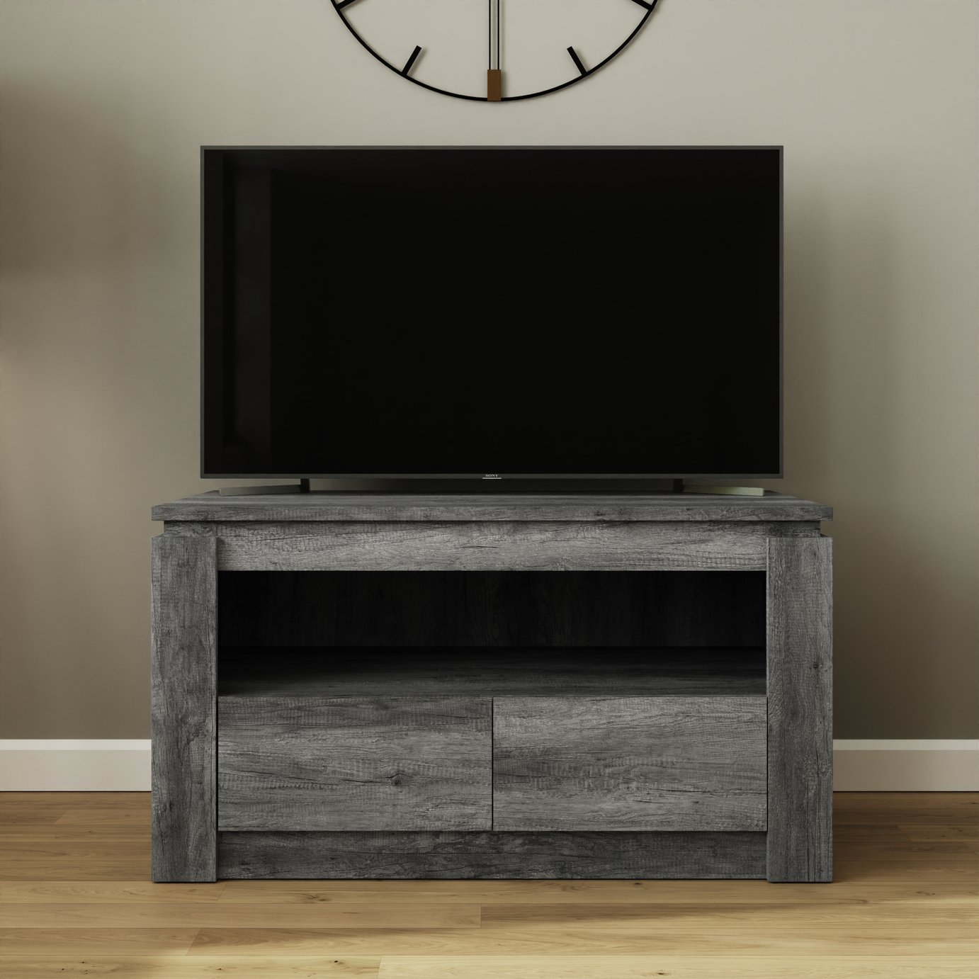 GFW Canyon 2 Drawer TV Unit - Grey