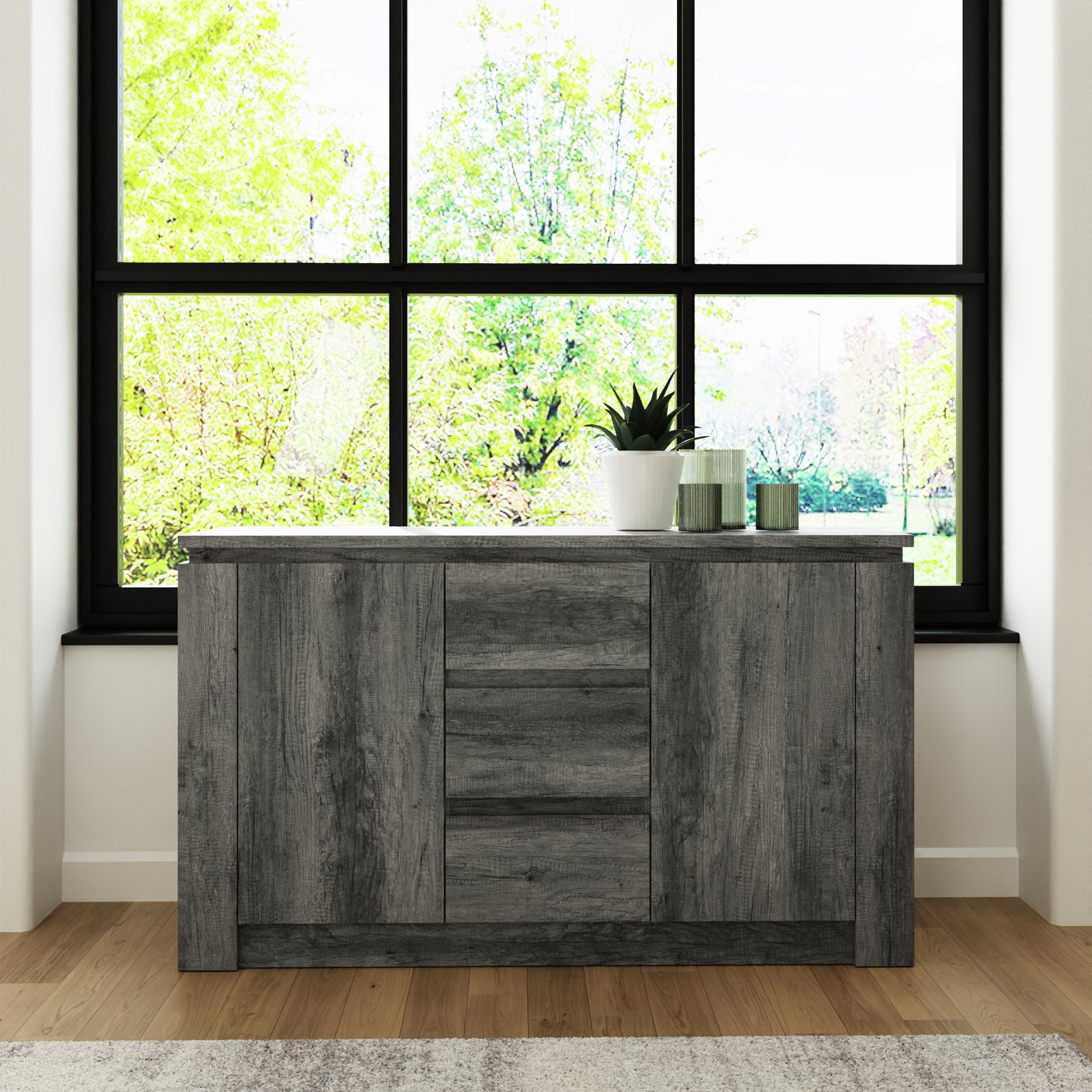 GFW Canyon 2 Door 3 Drawer Sideboard - Grey