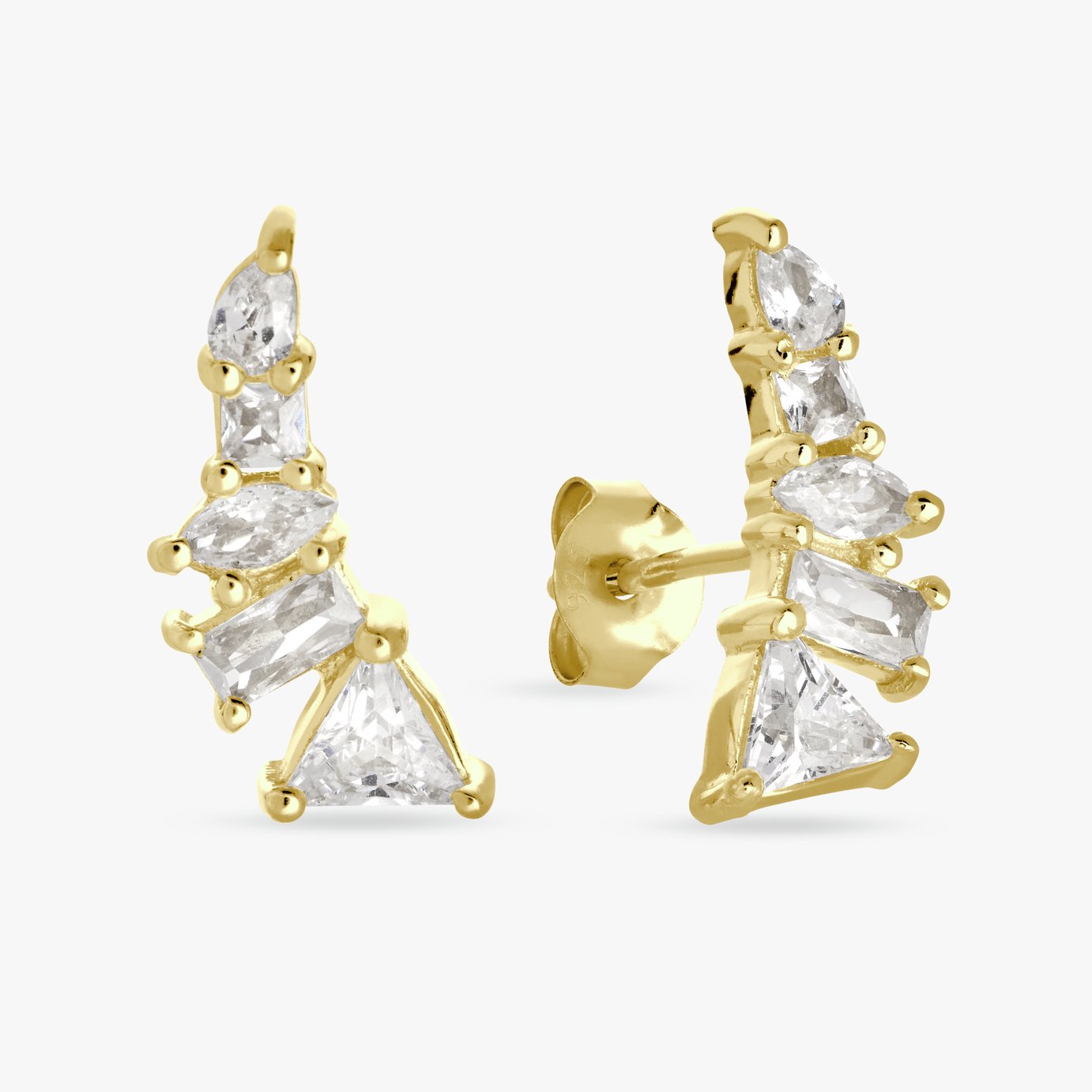 Revere Gold Plated Silver Multistone Climber Stud Earrings