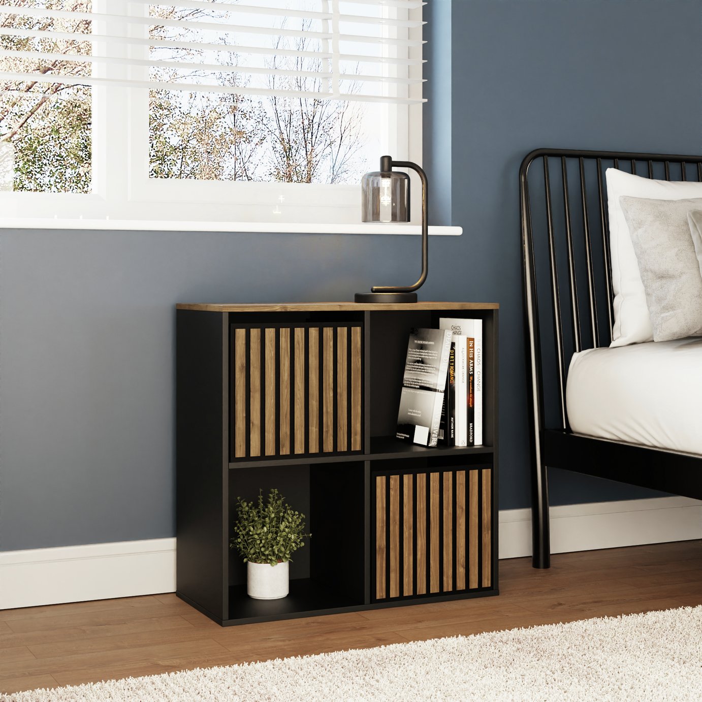 GFW Kube 4 Cube Storage Unit - Black & Walnut